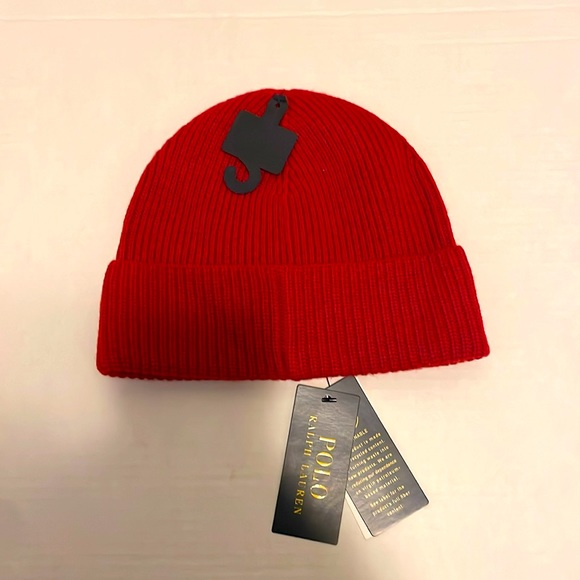POLO RALPH LAUREN Men's POLO BEAR Knit Beanie Hat, Watch Ski Cap, RED - Picture 2 of 2
